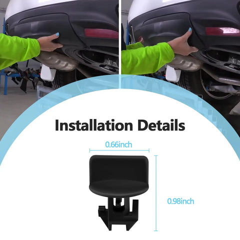 Rear Bumper Trailer Hitch Trim Lock Retainer Cover Kit 4 Pieces For GM SUVs Installation details with dimensions 0.66x0.98 inches