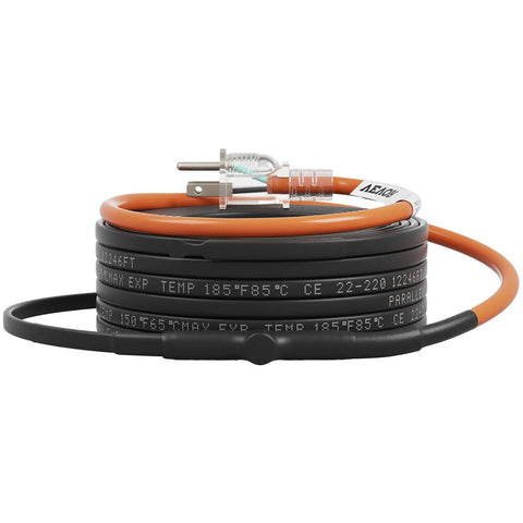 Coiled self regulating pipe heating cable 60 feet 5W per foot heat tape for freeze protection, suitable for PVC metal and plastic pipes.
