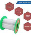 Spool of Rosin Core Lead Free Solder Wire 0.8mm 200g Sn99 Ag0.3 Cu0.7 Alloy for PCB soldering with applications text.