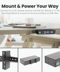 Built Like A Tank 4 Port USB 3.2 Gen 1 Industrial Metal Hub with DC power connection mounted under desk