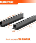 Dimensions of heavy-duty steel rails for Garage Ceiling Storage Rack 16 Inch Overhead Tote System; supports 150 lbs.