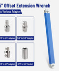 Workhorse Offset Wrench Extender Tool Set with 15.4-inch extension wrench and square drive adapters for tight spaces.