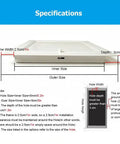 Specifications for Rock Solid Flush Mount Access Panel For Drywall With Heavy Duty Aluminum Frame showing dimensions and features.