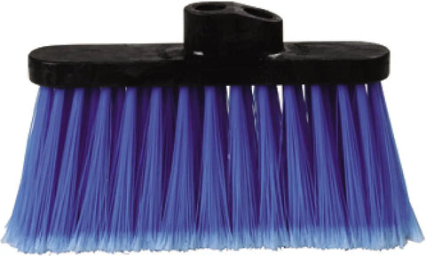 Dual Angle Light Industrial Broom Head With Four Inch Blue Synthetic Bristles, 13x7 black housing for quick cleanup.