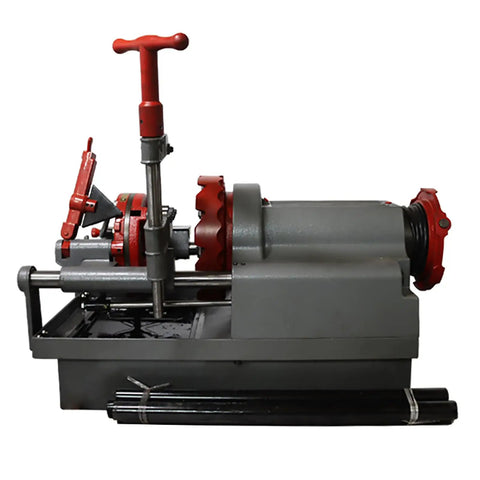 Professional Electric Pipe Threading Machine Featuring A Rock Solid 750 Watt Motor And 110 Volt Hookup for fast cutting threading and reaming pipes.