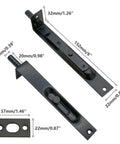 Stainless Steel Door Flush Bolt Latch 6 Inch L Type Lever Action Concealed Slide Lock Bolt Black Finish dimensions