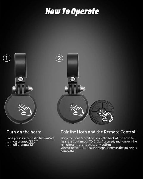 Remote Control Bike Horn With Four Sound Modes And Adjustable 80 To 120 dB USB Rechargeable IPX6 Waterproof Mountain Bike Bell And Scooter Alarm For Trails