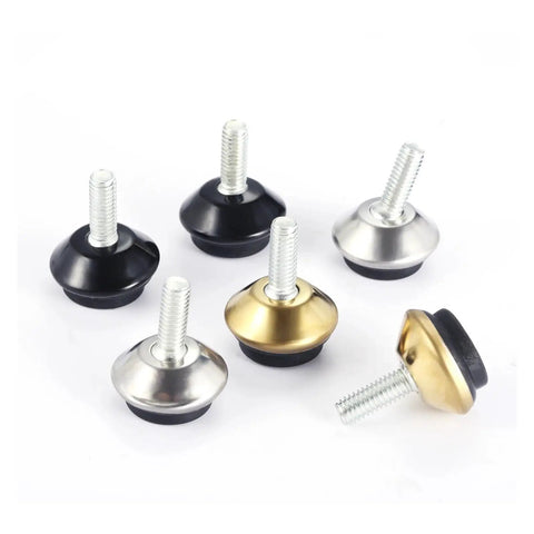Six Adjustable Leveling Feet Four Pack For Table Chair Cabinet Furniture Legs M6 Thread Aluminum Alloy Levelers With Anti Noise Pads