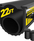 Front view: 22 ft black EPDM garage door bottom seal strip with 5/16 in T-end and two end caps.