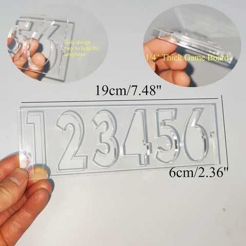 Uppercase Letter And Number Router Templates For Woodworking One Quarter Inch Thick Clear Acrylic Inlay Set, numbers shown