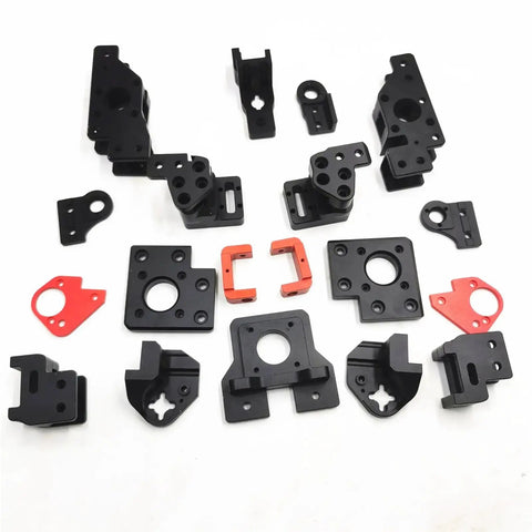 Rock Solid Trident 3D Printer Gantry Parts Kit Slick Aluminum Alloy CNC Machined Hardware Black Red Finish components layout