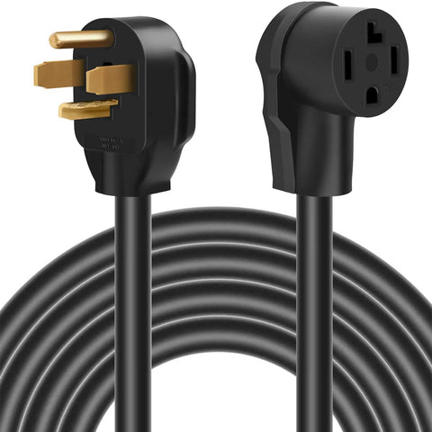 Close-up of a 50 Foot 30 Amp N14-30P To N14-30R Dryer And EV Charging Extension Cord, 4 Prong STW 10 Gauge, 125V/250V
