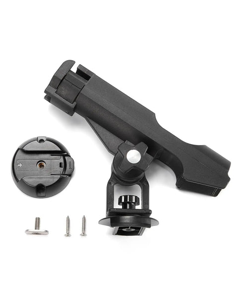 Beefy Kayak Rod Holder With 360 Degree Adjustable Lock, T Shaped Screw Or Track Mount On Rail, Works For Kayaks Canoes And Fishing Boats, Heavy Duty ABS Fishing Pole Holder For Anglers; black ABS rod holder with mount screws