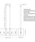 Diagram of Modern Farmhouse Chandelier for Dining Room and Living Room, showcasing dimensions and specifications.