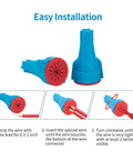 Installation steps for waterproof landscape wire connectors for 20 to 10 AWG 25 pack UL listed weatherproof wire nuts.