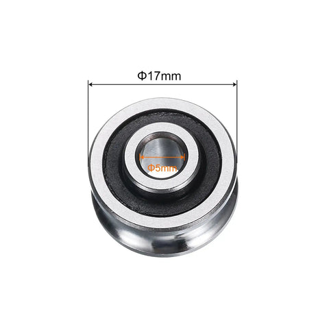 4 Pack SG15 U Groove Track Guide Bearings 5x17x8mm U Groove Roller Wheel GCr15 Chrome Steel Bearings ABEC3 Sealed Shields