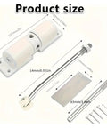 Diagram of Automatic Door Closer With Zinc Alloy Spring Hinge, Adjustable Closing Force For Doors Up To 30kg showing dimensions.