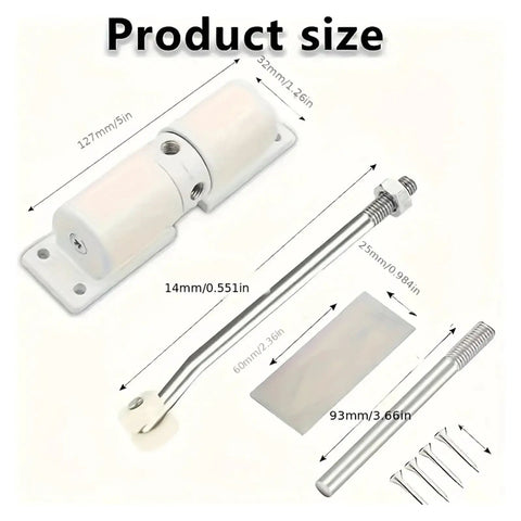 Diagram of Automatic Door Closer With Zinc Alloy Spring Hinge, Adjustable Closing Force For Doors Up To 30kg showing dimensions.