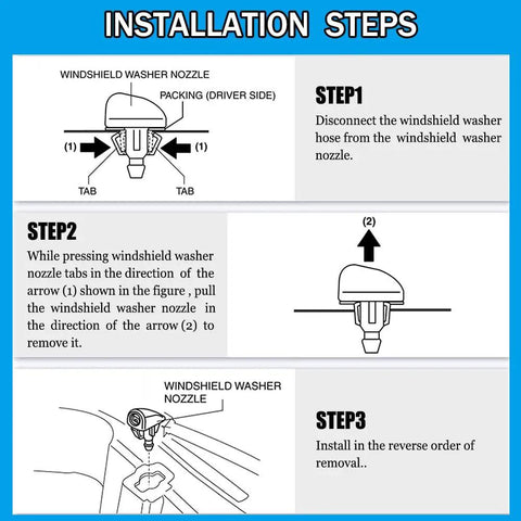 Installation guide for Front Windshield Washer Nozzles Kit For Pilot 2009 To 2012 2014 2015 Direct Fit Replacement