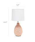 Blue Textured Stucco Ceramic Oval Table Lamp With White Fabric Shade For Living Room Bedroom Or Office, 14.17 Inch Tall