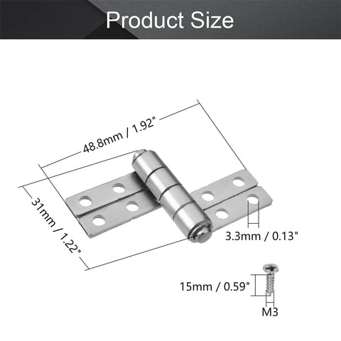 Friction Hinge 48.8mm Left Torque Type Nickel Plated Iron Positioning Hinge Silver Tone With 8 Mounting Holes