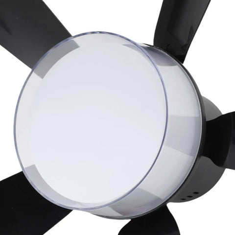 Fafeicy Ceiling Fan Lamp with Light, Dimmable 3 Color Temperatures Quiet, close-up view of the light fixture with sleek design.