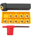 Pro Grade Lathe Tool Holder With Indexable Threading Inserts For Smooth Turning, Five Eighths Inch Shank To Three Quarters Inch, SER1616H16