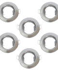 6 Pcs Chrome MR16 GU10 Downlight Fitting Set, 3.1 in Recessed Ceiling Housing, chrome spotlight housing kit.