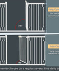 Extra Wide Pet Gate For Stairs And Doorways With Walk Through Design, 37.4 Inches Tall, Pressure Mounted Safety Gate open and closing