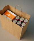 Extra Large Kraft Paper Bags With Handles 14x10x16 Inches Pack Of 200 Heavy Duty Brown Shopping Bags with items inside