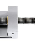 Close-up of 4 Inch Precision Toolmakers Vise For Machinists With Hardened And Ground Steel, 58 62 HRC, showing screw mechanism.