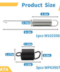 Heavy Duty Washing Machine Repair Kit With Suspension Springs Counterweight Pads And Tub Wear Pads DIY Friendly For Whirlpool Kenmore Washers Includes WP63907 W10250667 And 285744 Parts To Restore Drum Support And Quiet Spin. W10250667 and WP63907 springs, 2.2in and 2.5in