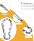 Heavy Duty 4 Inch Carabiner Clip Spring Snap Hook showing design features and corrosion resistance, 2 Pack M10 Galvanized Steel