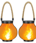 2-Pack Gen 2 Solar Lanterns For Outdoors With Dual USB And Solar Charging, 2 Modes, Waterproof Flame Lights Hanging