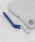 2 Pack Quarter Turn Lever Handles 10x6mm With M10 Nuts For DN25 Ball Valve durable metal lever with blue grip on marble