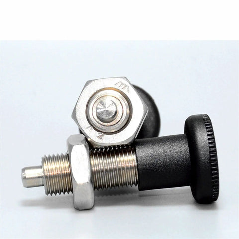 GN613 Index Plunger Screw Lock Spring Return Indexing Pin Hardened Steel with rubber grip for precise alignment in heavy machinery.