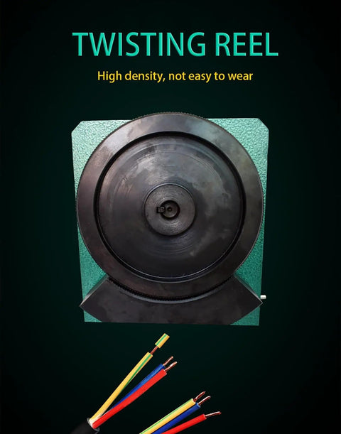Heavy Duty Wire Twister Machine For Copper Recycling showing a twisting reel and colorful twisted wires.
