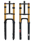 Beefed Up 26 Inch Fat Tire Electric Bike Front Fork With Air Suspension, 180mm Travel, 135mm Hub Spacing, 9mm Quick Release