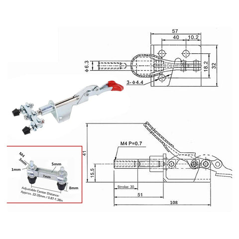 Double Head Elbow Joint Clamp With 45kg Clamping Power And 30mm Stroke Quick Release Push Pull Clamp For Woodworking Fixtures Pocket Hole Jigs
