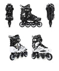 Carbon Fiber Inline Roller Skates For Adults And Teens Adjustable Single Row With Safety Ratchet Buckle And Laces Black Women 8.5 Men 7