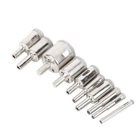 Top Pick 10 Piece Core Hole Saw Kit Featuring Durable Drill Bits Perfect For Tiles And Glass From 6 To 30mm Size With Smooth Plated Surface For Quick Precise Holes That Make Your Projects A Total Breeze Easy Setup And Reliable Performance Included. 10-piece core hole saw drill bits kit, plated metal, sizes 6-30mm