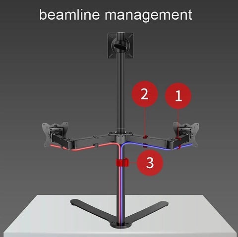 Rock Solid Triple Monitor Stand Built Like A Tank Heavy Duty Full Motion Adjustable Arms with cable management.