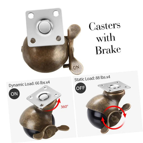 Heavy Duty Swivel Casters Engineered To Be Heavy Lifters For Workshop Benches and Storage Racks featuring a locking brake mechanism.