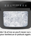 Dual Size Countertop Ice Maker For Home And Office, Fast 9 Ice Cubes In 7 Minutes, interior view with large bullet ice