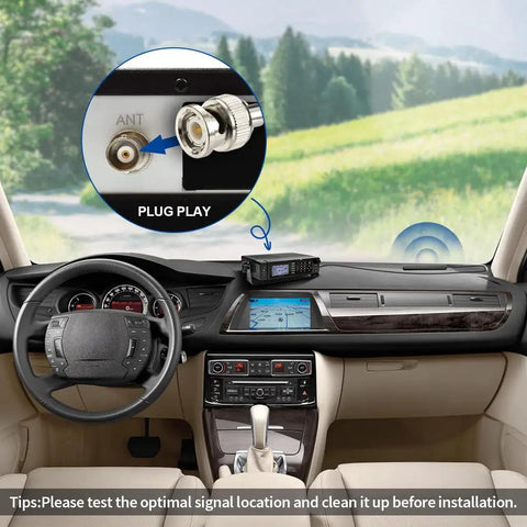 VHF UHF Car Window Adhesive Mount Patch Antenna For Scanner And Ham Radio, BNC Male Connector, dashboard installation view