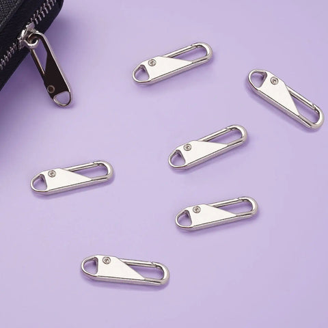 Six Pack Metal Zipper Pull Replacement Handles For Luggage Suitcases Backpacks Jackets Purses And Handbags Instantly Snap On No Tools Needed Durable Silver