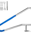 Heavy Duty Pool Handrail With Four Corner Flex And Blue Rubberized Comfort Guard Forged From 304 Stainless Steel with installation tools