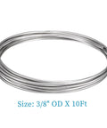Stainless steel tubing coil, 3/8 in. OD x 10 ft, metallic silver