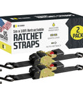 Auto Retractable Ratchet Straps 2 Pack 1 Inch By 10 Feet Beefy Heavy Duty Tie Down Straps With 1209 Pound Break Strength For Cargo Truck