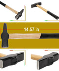 Close-up of cross peen hammer from 15 Inch Wolf Jaw Tongs And Hammer Tool Set For Bladesmiths And Forge Fans, heavy duty steel